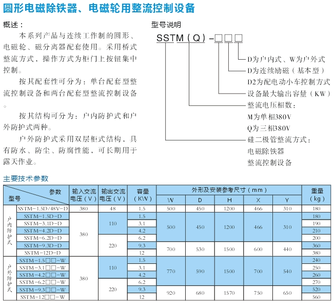 圓形電磁除鐵、電磁輪用整流控制設(shè)備